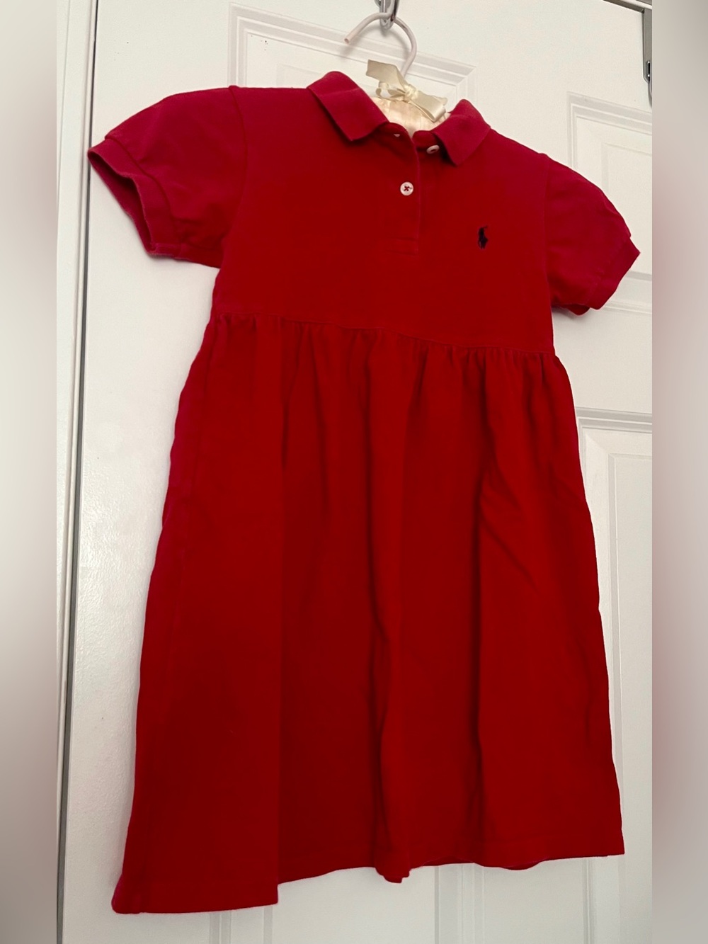 Vintage Ralph Lauren Classic Red Polo Dress with Navy Embroidered Emblem
